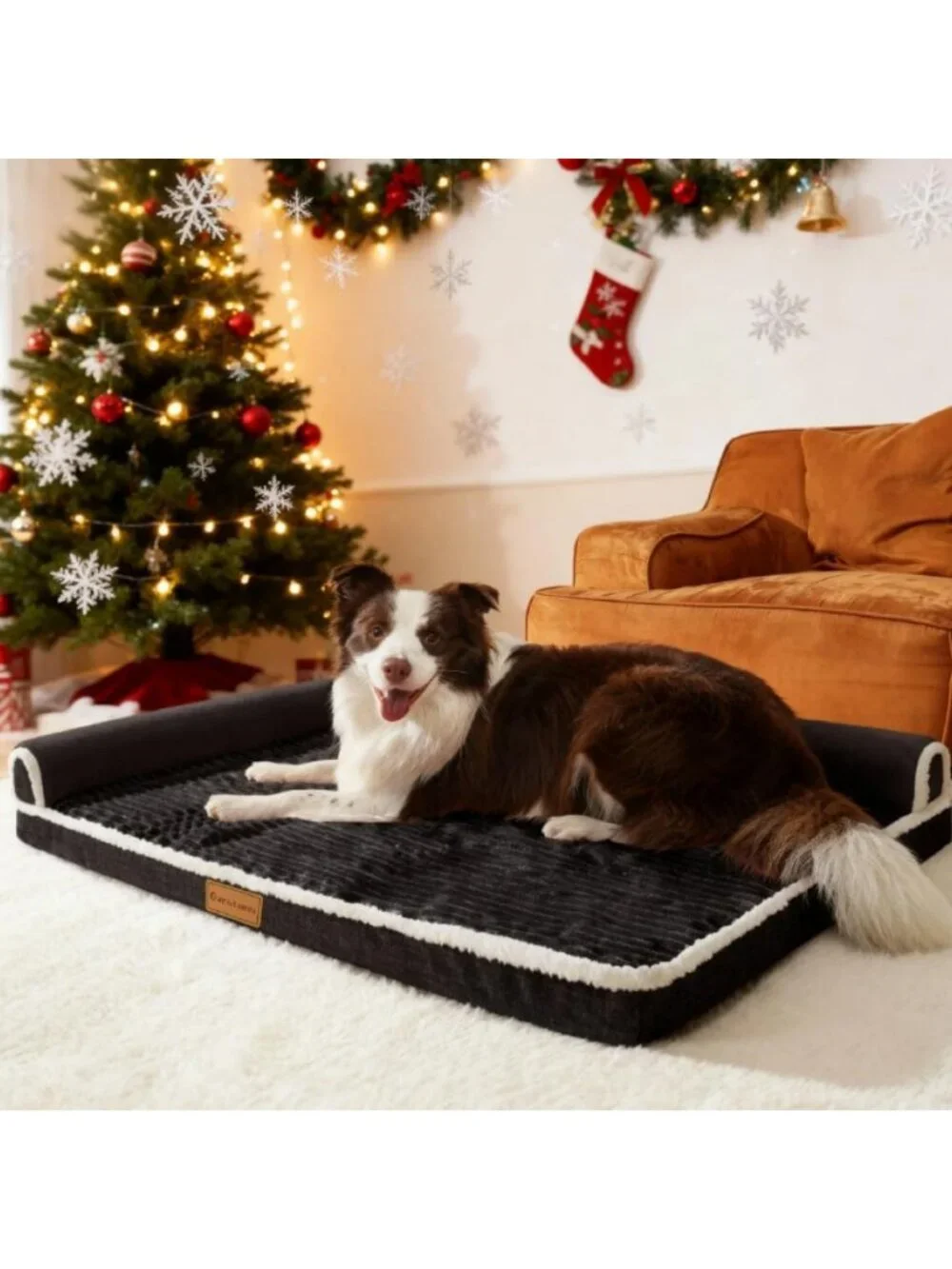 Large Orthopedic Dog Bed 36''x24'' Waterproof Bolster Non-Slip Soft Crate Mat